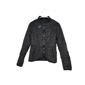Fox Racing Quilted Moto Jacket Black Lightweight Biker Y2K Streetwear Size S